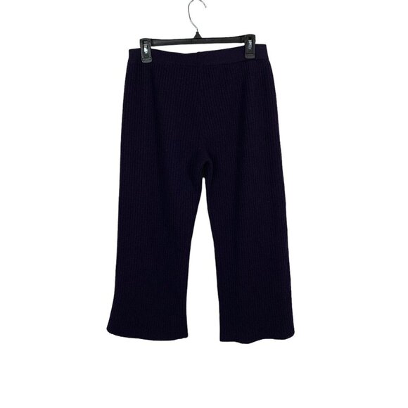 Anthropologie Beatrice B Italia Navy Blue Wool Knit Wide Leg Pants 8 - Picture 2 of 5